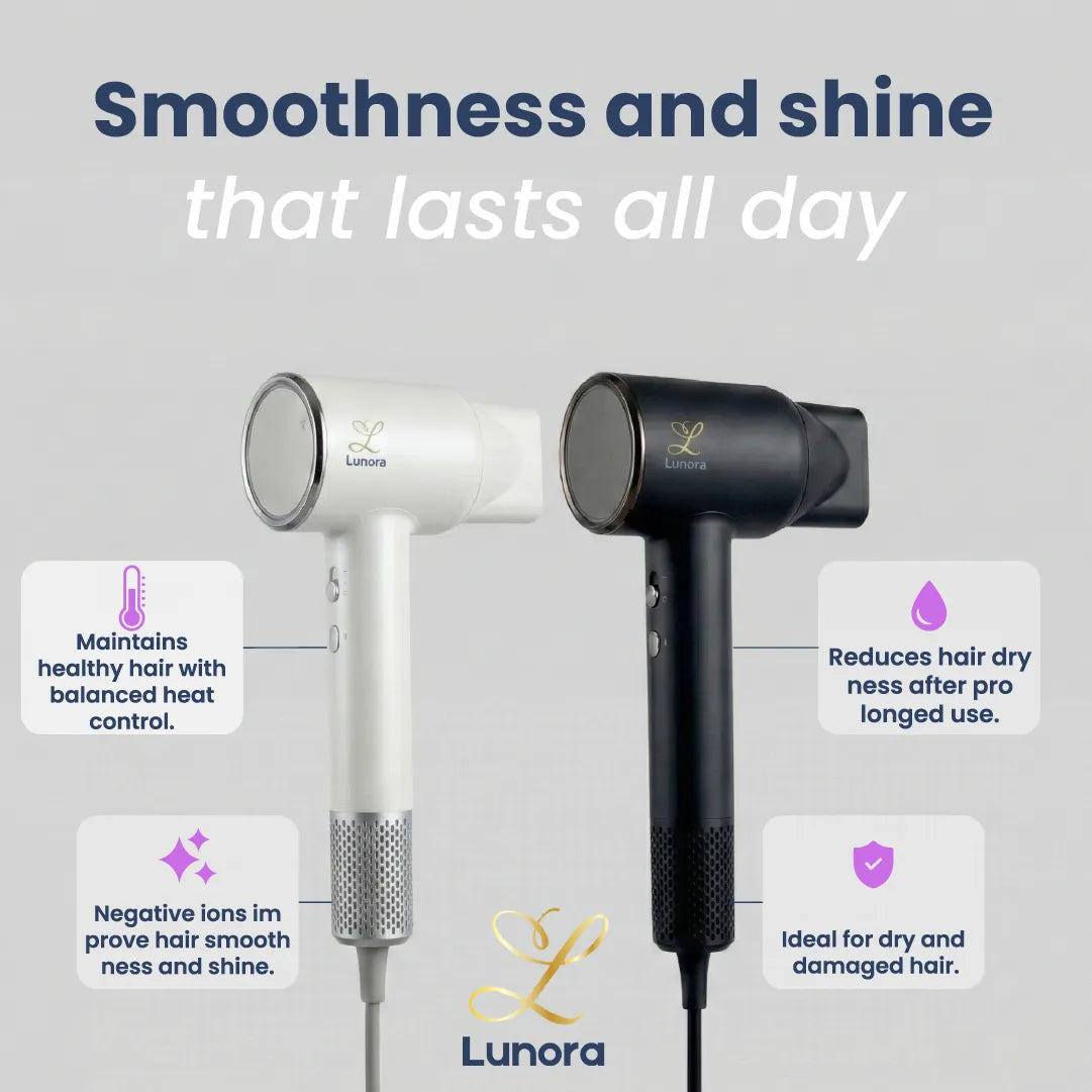 Lunora Ionic Digital Hair Dryer — Salon Results at Home, Every Morning