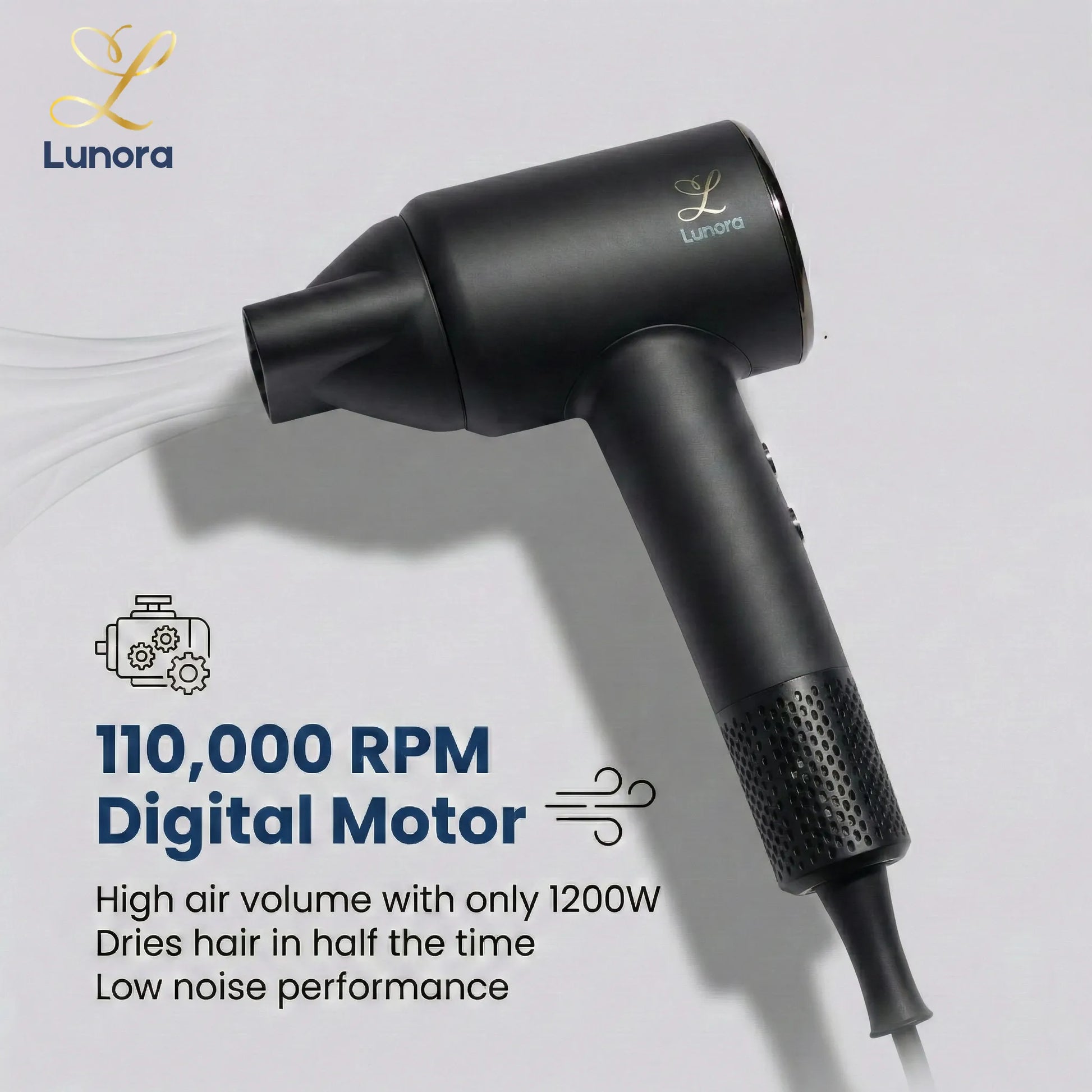 Lunora Ionic Digital Hair Dryer — Salon Results at Home, Every Morning